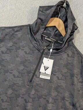 Levelwear Active Camo Hoodie Men's XL Grey Black 1/4 Zip